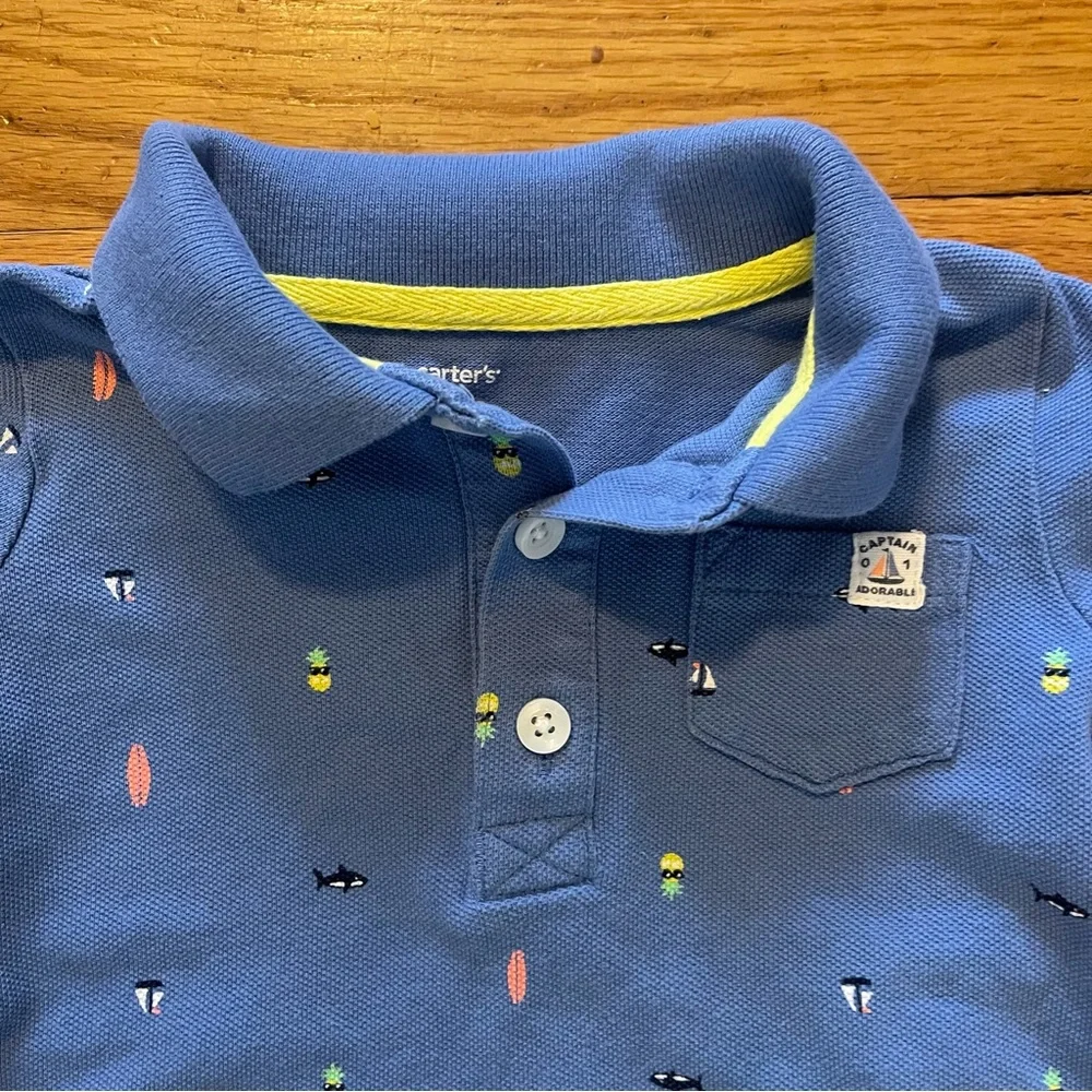 Carter’s | Blue Polo Romper with Nautical Print